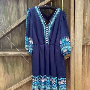 Luxology blue diamond pattern dress